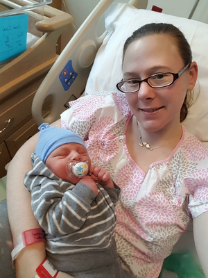Erin Singer with her newborn son in January 2018. (Courtesy of Erin Singer)