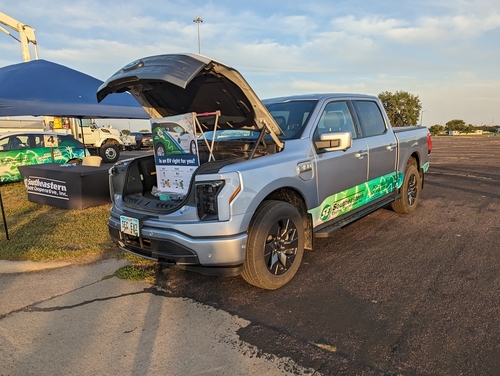 South Dakota-led poll finds alignment of rural, urban opinions on electric vehicles A Ford F-150 Lightning owned by Southeastern Electric Co-op on display at an EV Expo on Sept. 19, 2023 in Sioux Falls. (John Hult/South Dakota Searchlight)