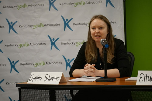 Residential foster care in Kentucky is physically, mentally unsafe, say some who have been there Cynthia Schepers, peer coach coordinator with Kentucky Youth Advocates and True Up Kentucky, at a panel discussion on Nov. 30.