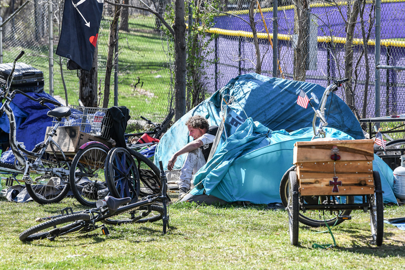 In November, Colorado voters passed Prop 123, which will allow 0.1% of the state income tax rate to be used to increase the affordable housing stock among other provisions to help the unhoused. This man, who was living in an encampment in Boulder last year, said he had been on a housing wait list for a long time. (Derek Miles for Colorado Newsline)