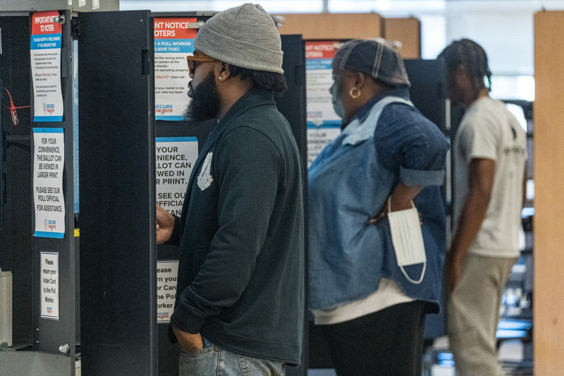 Black voters overwhelmingly supported President Joe Biden in 2020, but some polls show their support now wavering. (Photo by Megan Varner/Getty Images)
