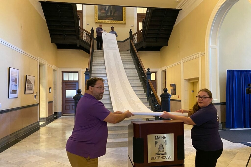 State workers deliver over 1000 personal letters urging Gov. Mills to close state employee pay gap State workers deliver over 1000 personal letters urging Gov. Mills to close state employee pay gap