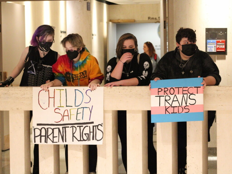 Gender-affirming care for minors draws a crowd of hundreds and ends with tears Gender-affirming care for minors draws a crowd of hundreds and ends with tears