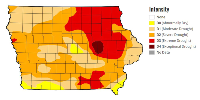 Drought in Iowa retreats slightly with rainfall Drought in Iowa retreats slightly with rainfall