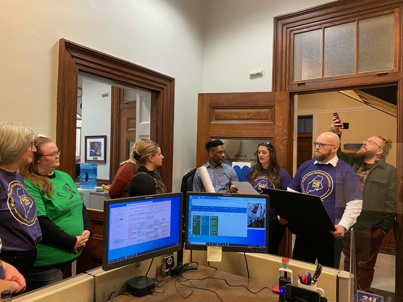 State workers deliver over 1000 personal letters urging Gov. Mills to close state employee pay gap State workers deliver over 1000 personal letters urging Gov. Mills to close state employee pay gap