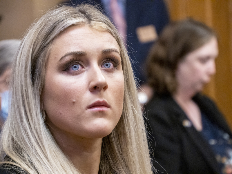 Critics call proposed Kansas ‘women’s bill of rights’ sexist, transphobic Riley Gaines, a former swimmer for the University of Kentucky, said transgender people are taking over women's spaces during a Feb. 15 bill hearing. (Sherman Smith/Kansas Reflector)