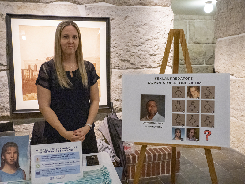 After weeks of waiting, Kansas survivors of child sex abuse eager for legislative hearing Kim Bergman stands next to a chart that shows how most of her abuser's victims were unable to seek justice because of the statute of limitations on child sex crimes and civil litigation in Kansas