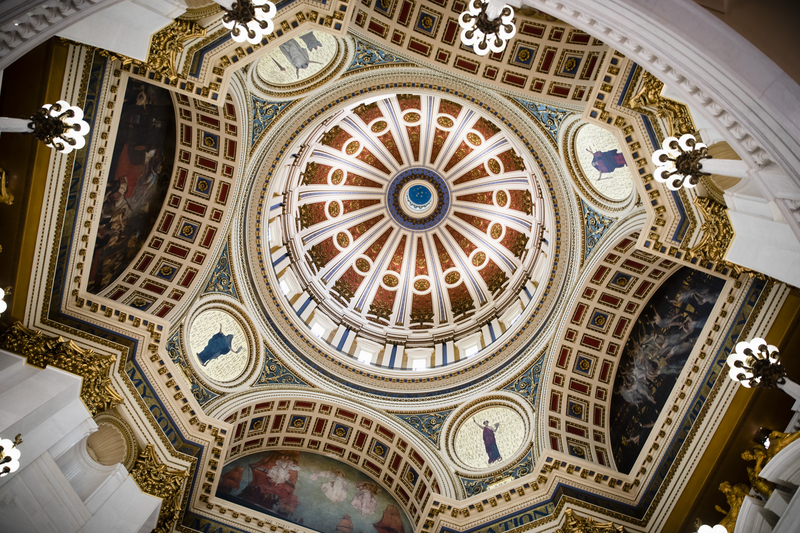 Wolf admin recognizes family caregiver month | Five for the Weekend The ceiling of the main Rotunda inside Pennsylvaniaâs Capitol building. May 24, 2022. Harrisburg, Pa. (Photo by Amanda Berg, for the Capital-Star).